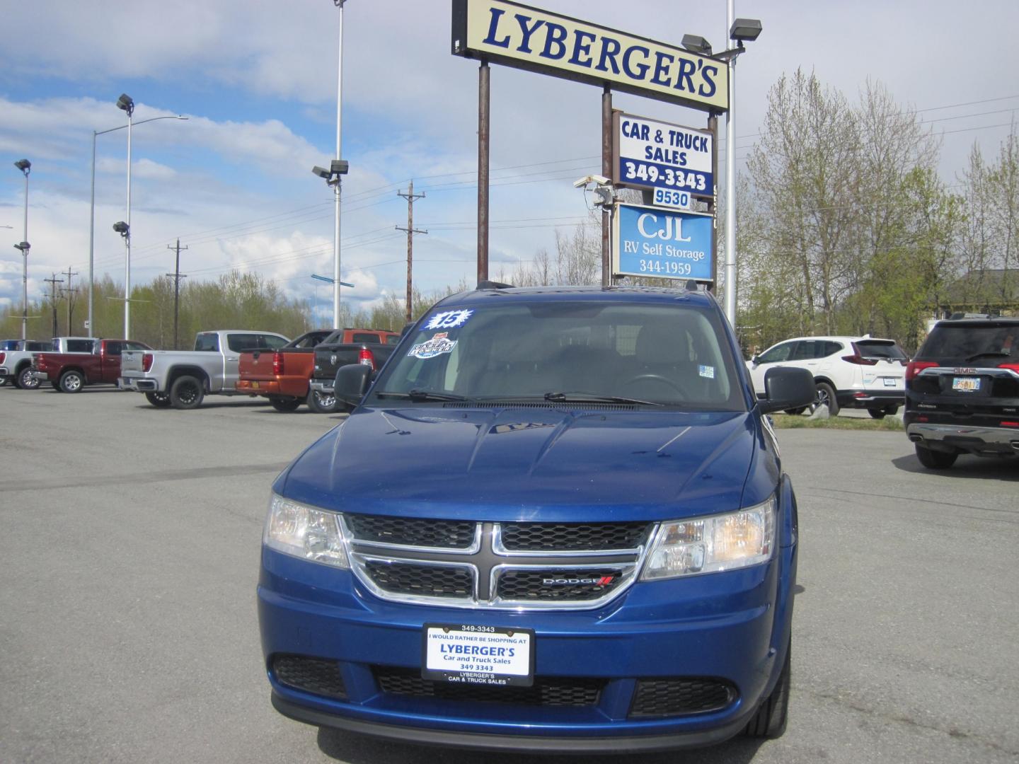 2015 blue /black Dodge Journey SE AWD (3C4PDDAGXFT) , automatic transmission, located at 9530 Old Seward Highway, Anchorage, AK, 99515, (907) 349-3343, 61.134140, -149.865570 - low miles in this Dodge Journey SE awd come take test drive - Photo#1